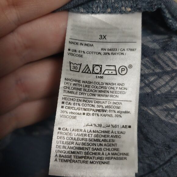 Old Navy top Womens 3X blue floral swing blouse cutout bow Boho Hawaiian Cottage - Picture 5 of 7